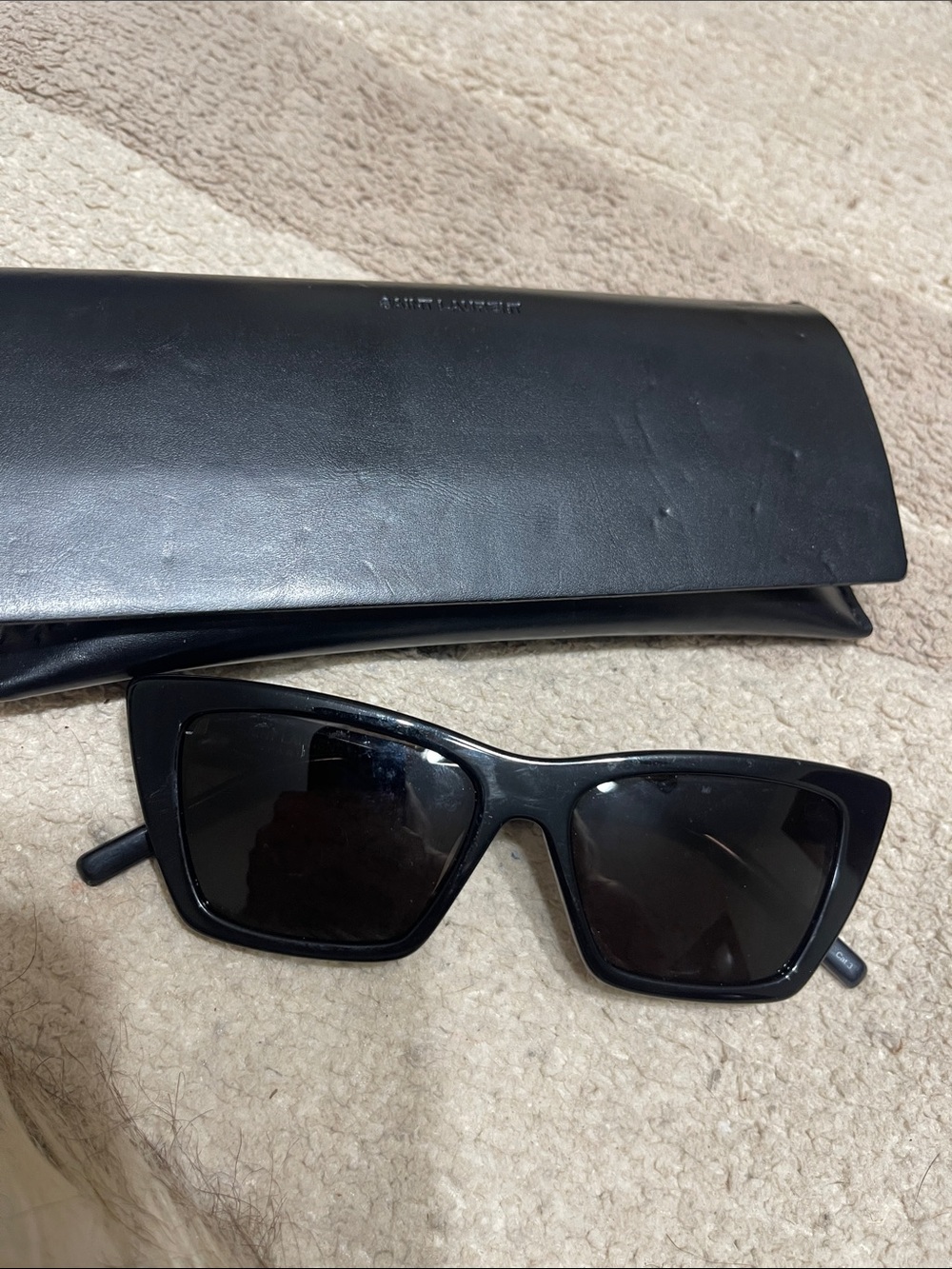 Saint Laurent Black Cat-Eye Sunglasses with Case